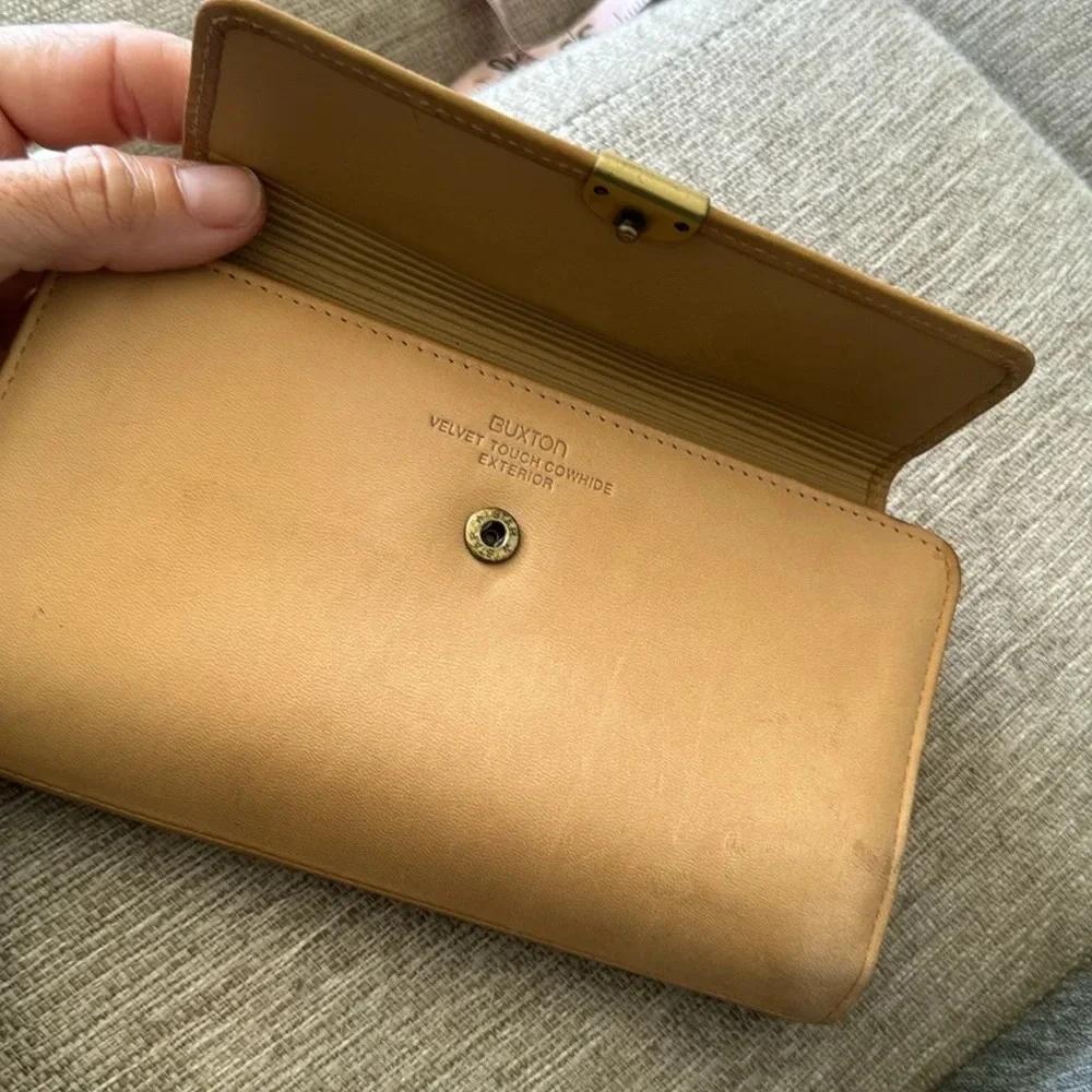 Camel colored genuine cowhide leather wallet by Buxton